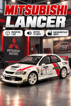 Машинка металлическая Авто Эксперт Mitsubishi Lancer Evolution 1:32 открываются двери капот багажник свет/звук Белая (TK-13970)