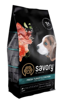 Сухий корм для цуценят Savory зі свіжим м'ясом індички та куркою