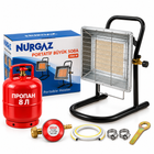 Газовый инфракрасный обогреватель Nurgaz Buyuk Soba NG-310P 3.5 кВт + газовый баллон 8 л, автономный комплект