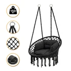 Подвесное плетеное кресло-качалка до 150 кг LEOBRO Boho Deluxe XL 80 см Black (LB-1111)