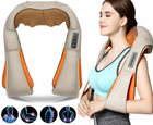 Массажёр роликовый для всего тела с подогревом 4 кнопки Shiatsu Massager of Neck Kneading Бежевый