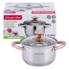 Кастрюля с крышкой Kamille 1.5л из нержавеющей стали и полыми ручками для индукции и газа KM-4930