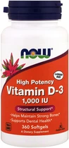 Витамин D3 NOW Foods 1000 МЕ 360 мягких капсул (733739003751)