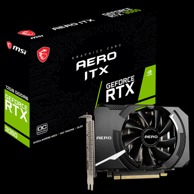 Видеокарта MSI PCI-Ex GeForce RTX 3060 Aero ITX 12G OC 12GB GDDR6